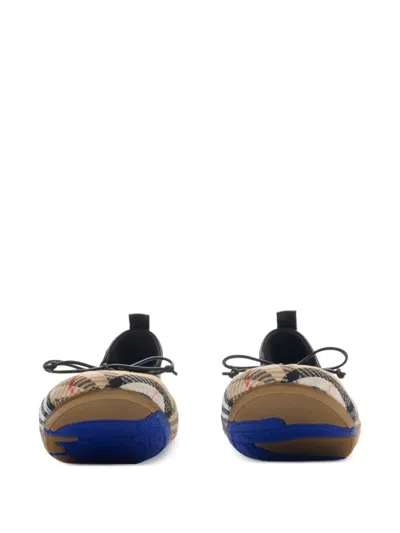 Burberry Women Fawn Ballerinas With Traditional Check Motif In Multi