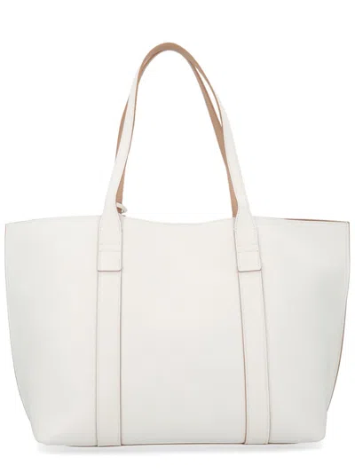 Hogan Script Shopping Tote Bag Top Handles Strap In White
