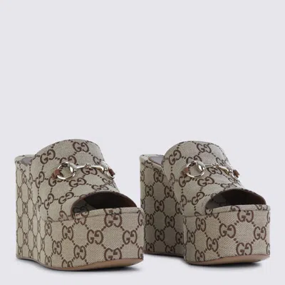 Gucci Beige Cotton Sandals In Neutral