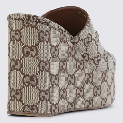 Gucci Beige Cotton Sandals In Neutral