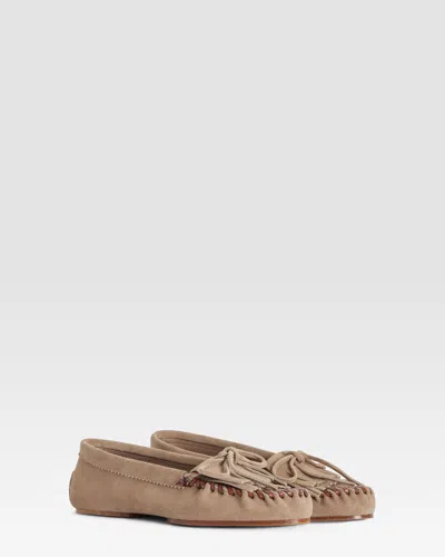 Paris Texas Loafers In Stone Calf Suede Leather In Brown
