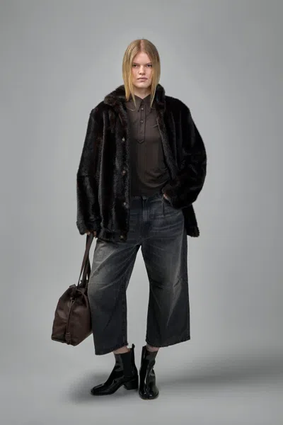 Mm6 Margiela Faux Fur Jacket In Brown
