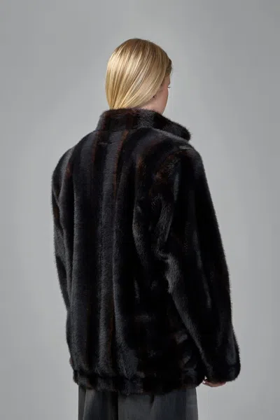 Mm6 Margiela Faux Fur Jacket In Brown