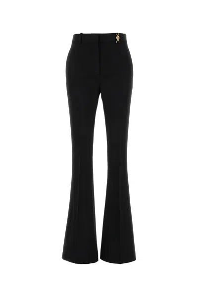 Versace Black Stretch Wool Flared Pant In Black