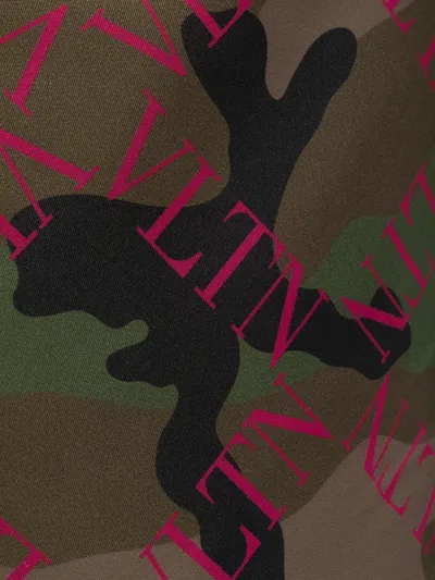 Valentino Camouflage Drawstring Backpack In Green