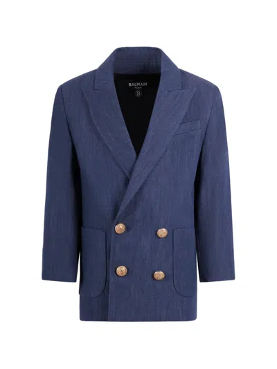 DOUBLE-BREASTED BUTTON BLAZER