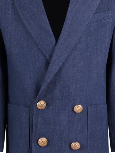 DOUBLE-BREASTED BUTTON BLAZER