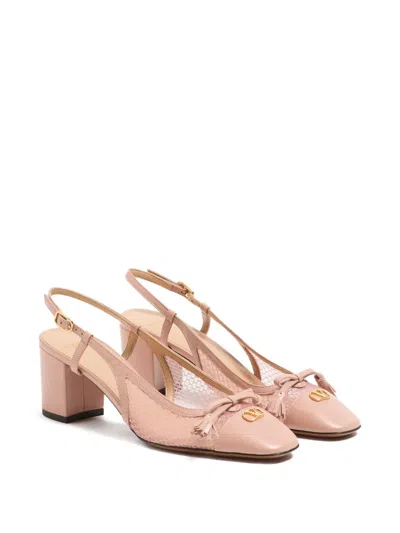 Valentino Garavani Valet Du Roi Slingback Pump In Mesh And Kidskin 60mm Woman Pink 42 In Pink