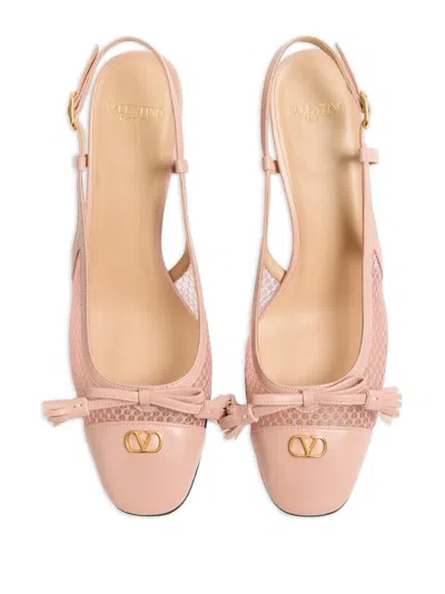 Valentino Garavani Valet Du Roi Slingback Pump In Mesh And Kidskin 60mm Woman Pink 42 In Pink