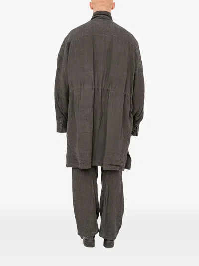 The Viridi-anne Button Linen Wool Coat In Gray