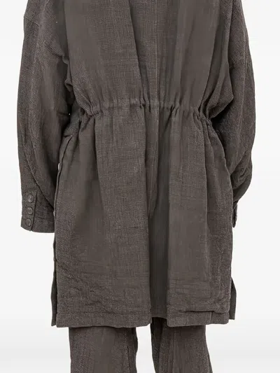 The Viridi-anne Button Linen Wool Coat In Gray