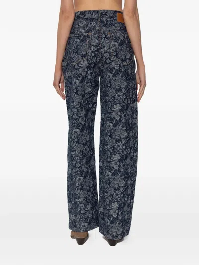 Ganni Floral-pattern Jeans In Blue