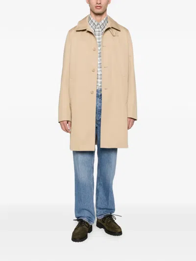 Fursac Button Pocket Trench Coat In Neutral