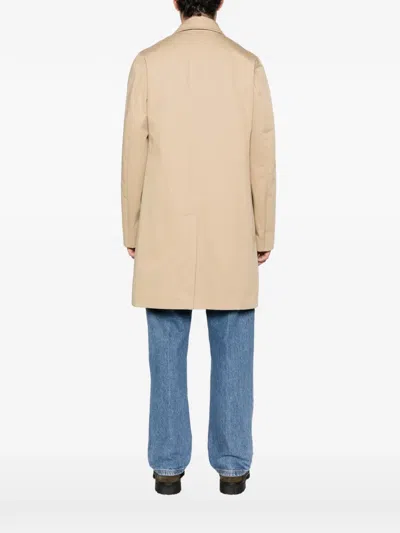 Fursac Button Pocket Trench Coat In Neutral