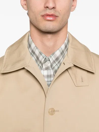 Fursac Button Pocket Trench Coat In Neutral