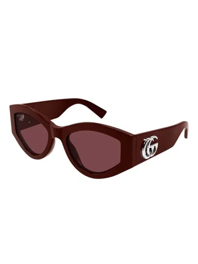 Gucci Geometric-frame Sunglasses In Brown