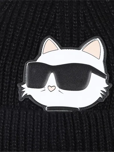 Karl Lagerfeld Logo Appliqué Hat In Black