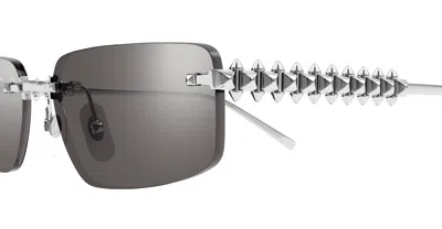 Cartier Rimless Metal Rectangle Sunglasses In Silver