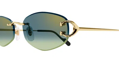 Cartier Gradient Metal Rectangle Sunglasses In Gold