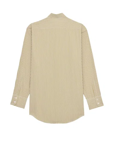 Saint Laurent Cassandre Shirt In Striped Cotton Poplin In Neutral