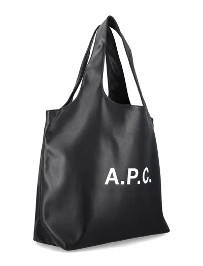 Apc A.p.c. Ninon Black Small Faux Leather Tote In Black