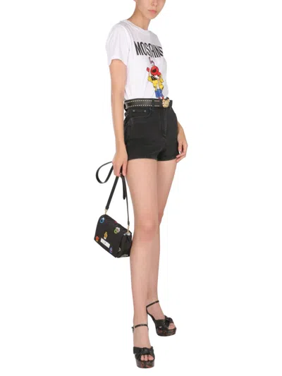 Moschino Slim-cut Denim Shorts In Black