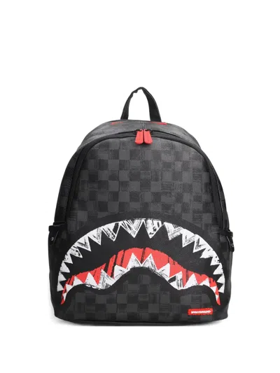 鲨鱼格纹双肩包