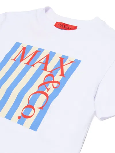 Max & Co Logo Striped-panel T-shirt In White