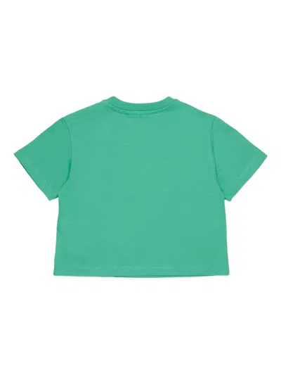 Max & Co Logo Striped-panel T-shirt In Green