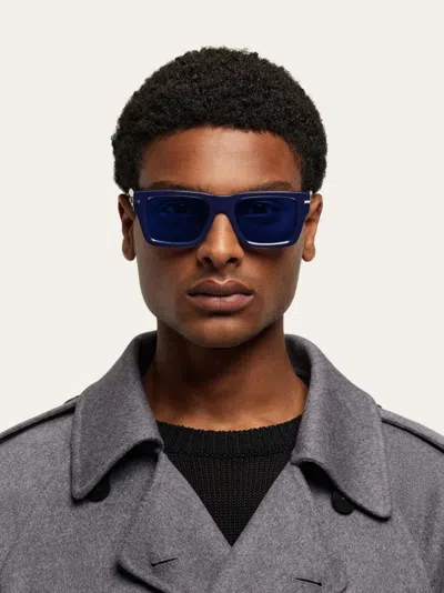 Ferragamo Geometric Frame Sunglasses In Blue