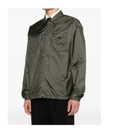 Prada Zip Pocket Jacket In Green