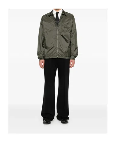 Prada Zip Pocket Jacket In Green