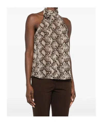 Nili Lotan Snake-pattern Halter-neck Top In Brown