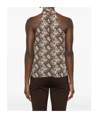 Nili Lotan Snake-pattern Halter-neck Top In Brown