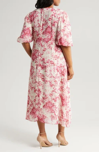 Chelsea28 Forget Me Not Floral Print Puff Sleeve Midi Dress