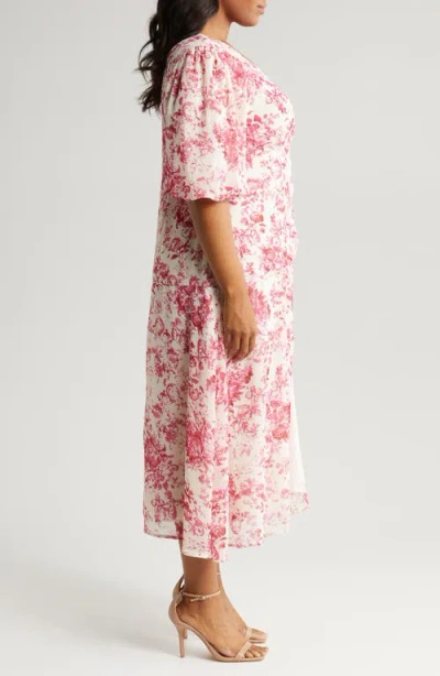 Chelsea28 Forget Me Not Floral Print Puff Sleeve Midi Dress