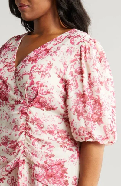 Chelsea28 Forget Me Not Floral Print Puff Sleeve Midi Dress