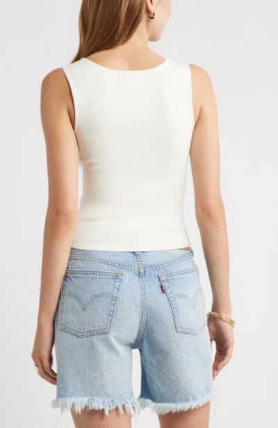 Open Edit Notched Rib Sweater Tank In White
