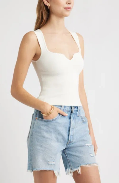 Open Edit Notched Rib Sweater Tank In White