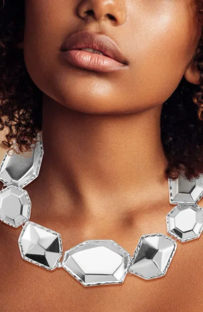 Sphera Milano Geometric Statement Necklace In Silver