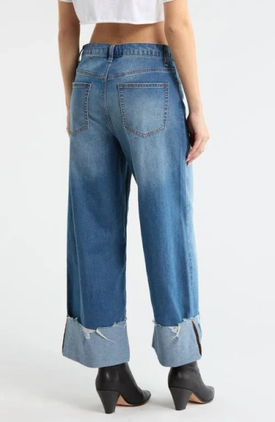 Vigoss Cuffed Wide Leg Jeans In Blue