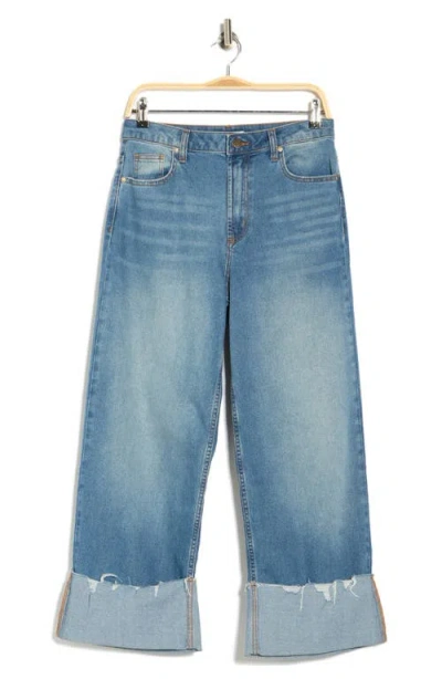 Vigoss Cuffed Wide Leg Jeans In Blue