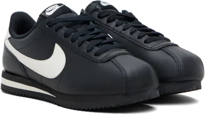 Nike Black Cortez Leather Sneakers In Multi