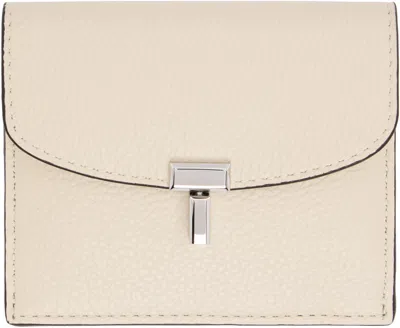 Totême Off-white T-lock Grained-leather Card Holder In Neutral