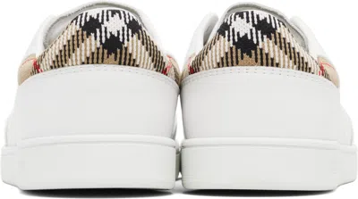 Burberry White Calf Leather Bos Taurus Low Top Sneakers
