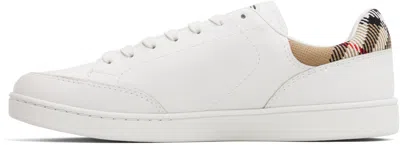 Burberry White Calf Leather Bos Taurus Low Top Sneakers
