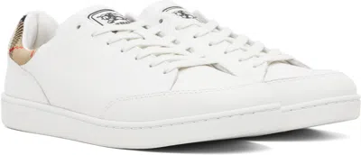 Burberry White Calf Leather Bos Taurus Low Top Sneakers
