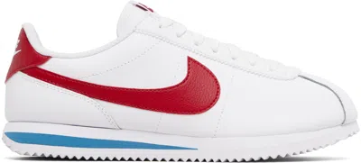 Nike White Cortez Leather Sneakers In Multi