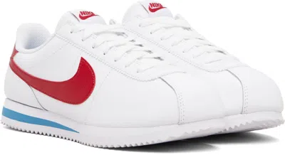 Nike White Cortez Leather Sneakers In Multi