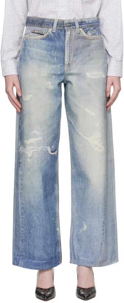 Our Legacy High Waist Boyfriend Jeans With Distressed Finish